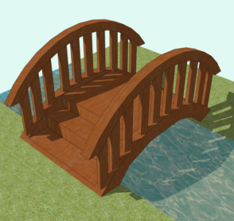 自然风木桥免费su模型