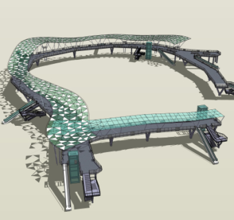 现代过街天桥免费su模型