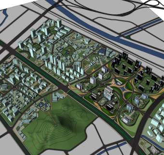 现代小区规划su模型