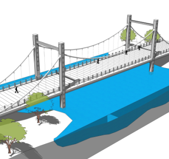 现代大桥免费su模型