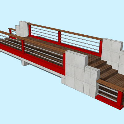 自然风木桥su模型