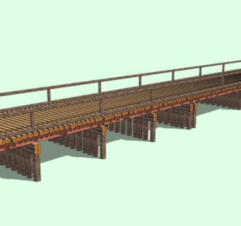 自然风木桥免费su模型