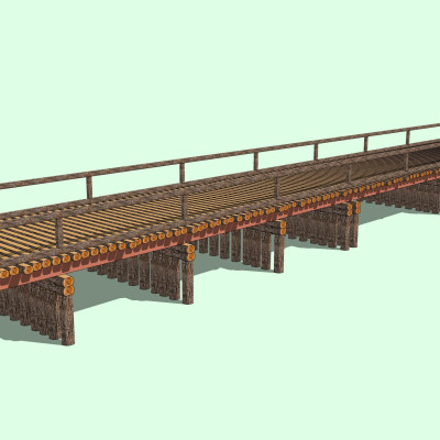 自然风木桥su模型