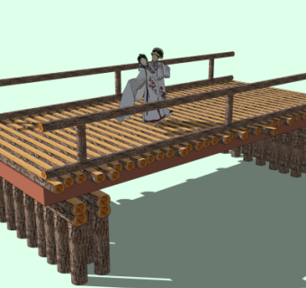 自然风木桥免费su模型