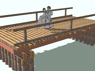 自然风木桥su模型