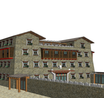 自然风民宿酒店su模型