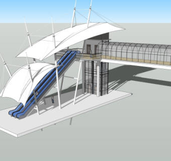 现代过街天桥免费su模型