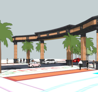 现代廊架小品su模型