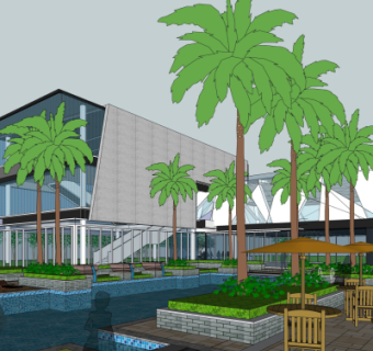 现代度假酒店su模型