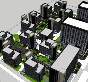 现代小区规划su模型