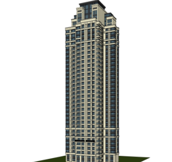 新古典高层公寓楼su模型