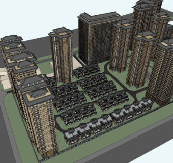 现代小区规划su模型