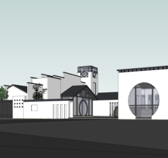 新中式会所su模型