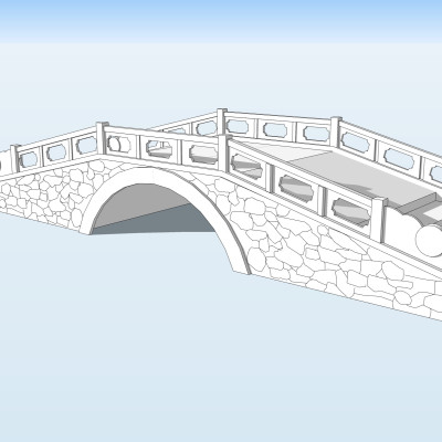 自然风石桥su模型