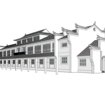 中式古建殿宇su模型