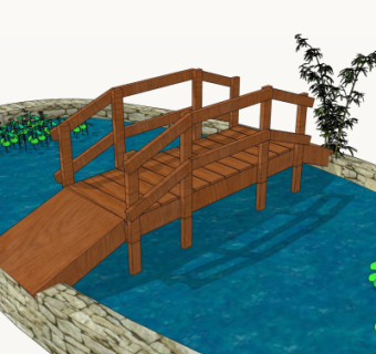 自然风木桥免费su模型