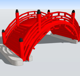 中式拱桥免费su模型