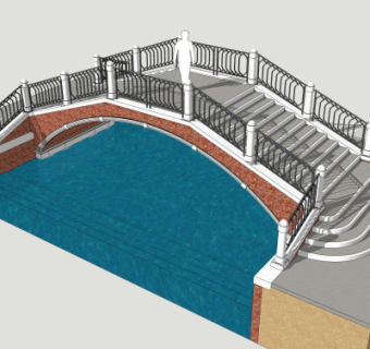 现代拱桥免费su模型