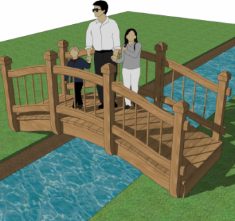 自然风木桥免费su模型