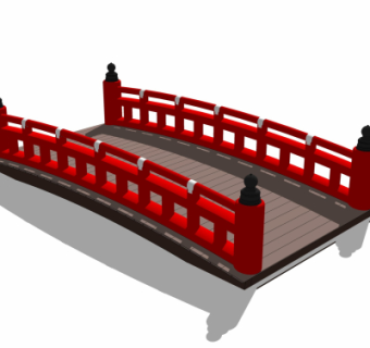 自然风木桥免费su模型