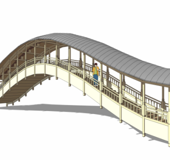 中式景观桥免费su模型