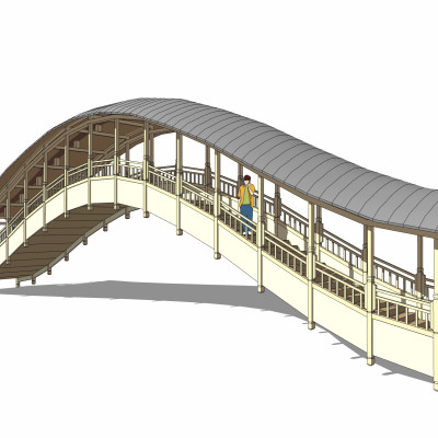 中式景观桥su模型