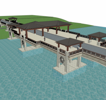 中式景观桥免费su模型