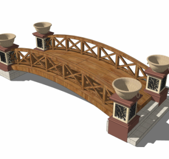 自然风木桥免费su模型