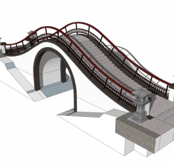 中式拱桥免费su模型