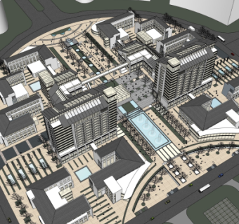 新中式商业区规划su模型