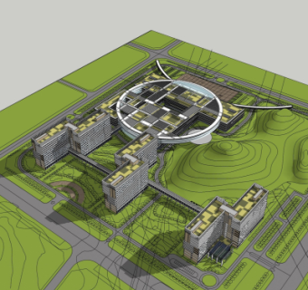 现代办公楼su模型