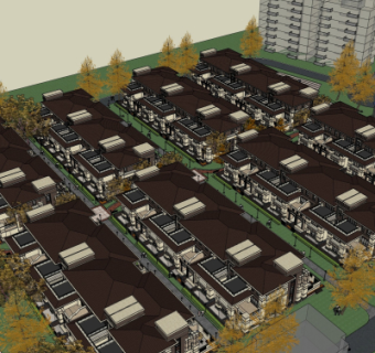 现代别墅区规划su模型