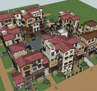 欧式别墅区规划su模型