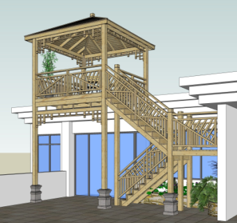 中式凉亭su模型