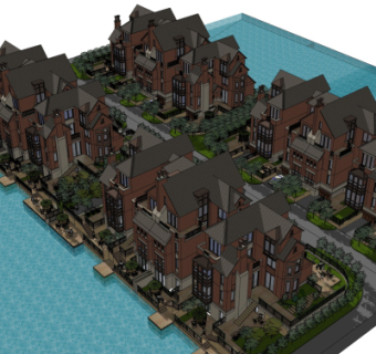 欧式别墅区规划su模型