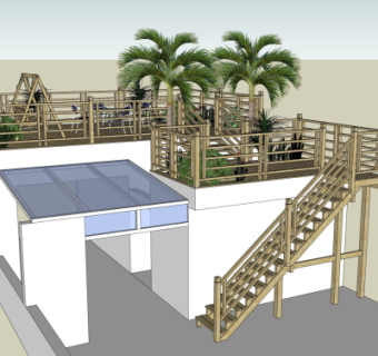 中式观景平台su模型