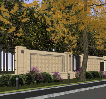 欧式景观墙su模型