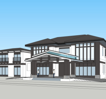 新中式会所su模型