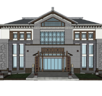 中式会所su模型