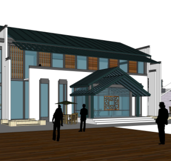 中式会所su模型