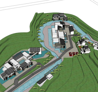 新中式小区规划su模型