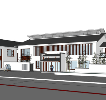 新中式休闲会所su模型