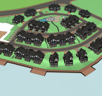 现代别墅区规划su模型