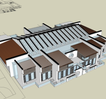 新中式酒店su模型