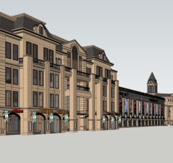 法式沿街商业建筑su模型