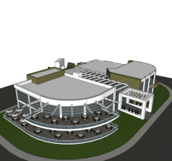 现代度假酒店su模型