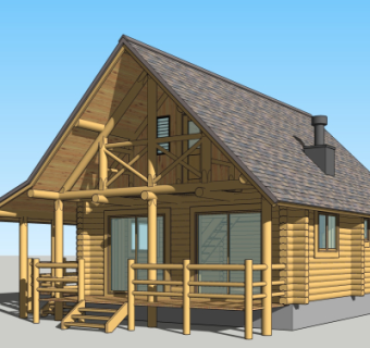 现代小木屋su模型