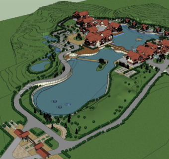 欧式度假区规划su模型