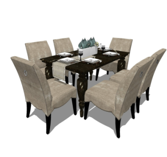 欧式餐座椅su模型