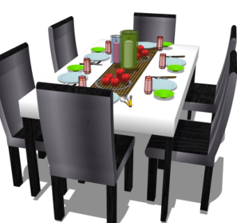 现代餐桌椅su模型